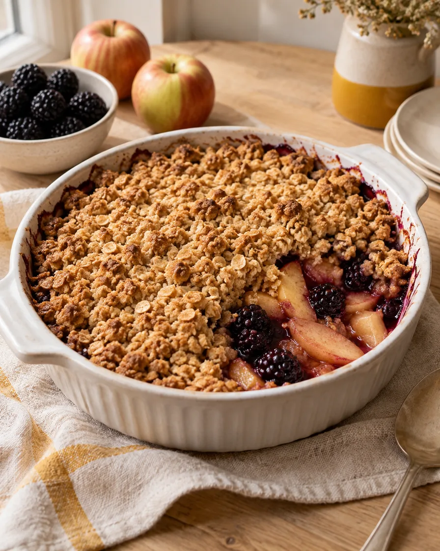 Apple blackberry crumble - AI-generated serving suggestion