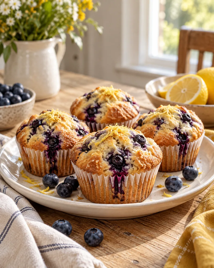 Blueberry lemon muffins - AI-generated serving suggestion