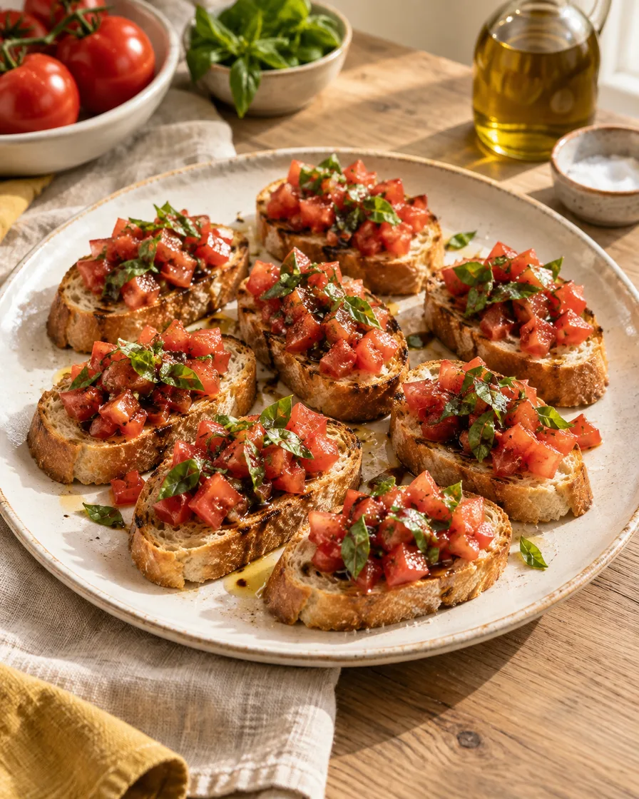 Tomato basil crostini - AI-generated serving suggestion